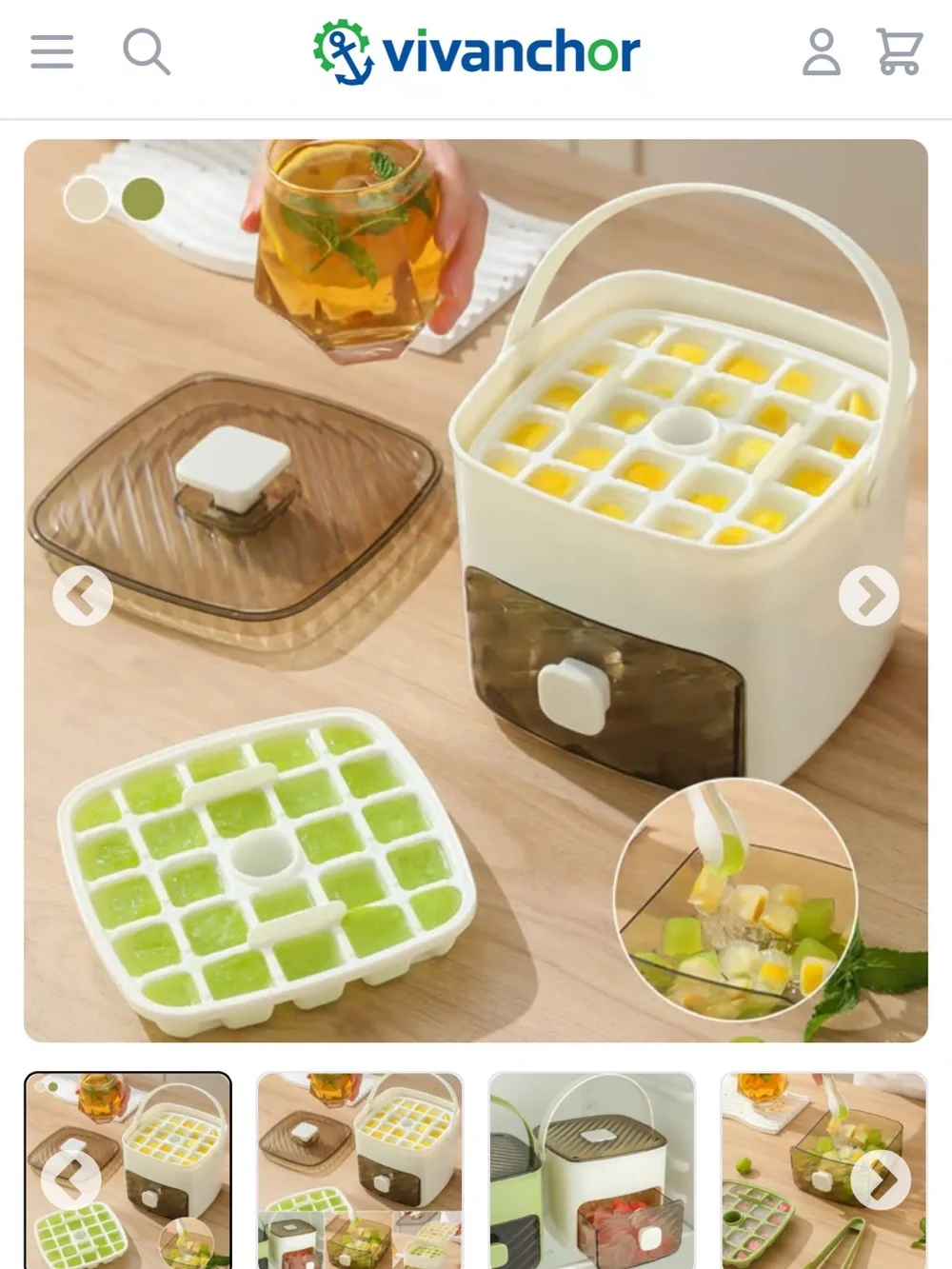 Handled Press-Type Ice Cube Tray (Double-Layer)